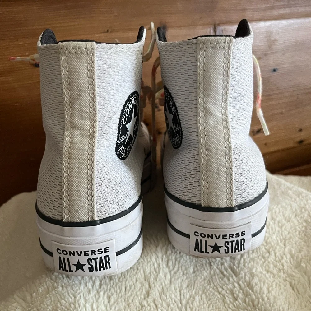 Converse White Textured High-Tops with Multicolor Laces - Picture 8 of 13